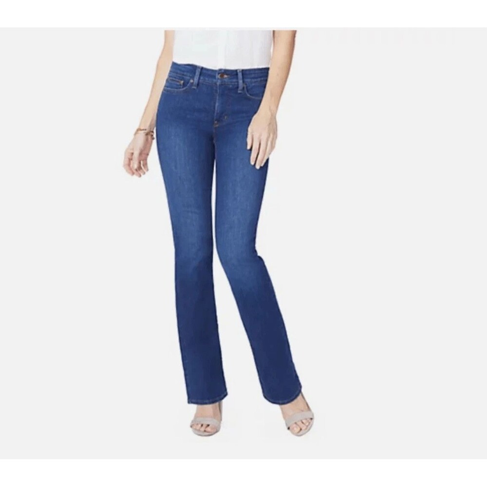 NYDJ Marilyn Straight Cool Embrace Jeans Womens 10 Petite Blue Slimming NEW